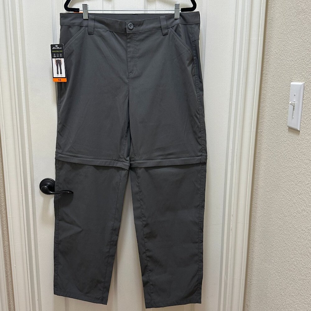 Eddie Bauer Women's Convertible Pant Size 16 Gray Adjustable Length UPF 50+ NEW - Picture 14 of 15